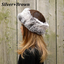 Real Fur Hat Woman, Rabbit Fur Hat, Real Fur Hat Flat Top, Mongolian Fur Hat, Womens Fur Hat, Fluffy Hat, Warm Headwarmer, Fuzzy Hat for Mom