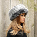 Real Fur Hat Woman, Rabbit Fur Hat, Real Fur Hat Flat Top, Mongolian Fur Hat, Womens Fur Hat, Fluffy Hat, Warm Headwarmer, Fuzzy Hat for Mom