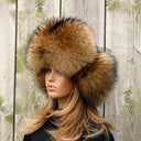 Oversized Ushanka For Woman, Real Raccoon Fur Trapper Hat Women, Fluffy Aviator Hat, Fur Bomber Hat, Leather Warm Hat, Cold Weather Hat