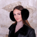 Black Fur Earmuffs for Women, Big Fox Fur Ear Muffs, Handmade Winter Accessories, Large Fluffy Earwarmer, Cozy Gift For Teen Daughter