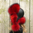 Fluffy Fur Trapper Hat for Women, Raccoon Fur Ear Flap Hat, Oversized Red Winter Bomber Hat, Fuzzy Head Warmer, Aviator Hat, Gift For Wife
