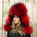 Fluffy Fur Trapper Hat for Women, Raccoon Fur Ear Flap Hat, Oversized Red Winter Bomber Hat, Fuzzy Head Warmer, Aviator Hat, Gift For Wife