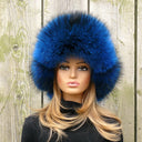 Real Raccoon Blue Fur Hat, Fluffy Trapper Style, Handmade Winter Headwear, Big Pom Poms, Thick Soft Fur, Bold Ushanka for Women, Warm Full F