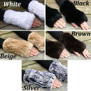 Fur Convertible Ponytail Hat Women, Real Fur Beanie Hat and Scarf, Ladies Winter Hat Fingerless & Mittens Set, Rabbit Fur Snood Neckwarmer