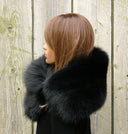 Black Fluffy Snood, Real Fox Fur Collar, Gift for Mother's Day, Oversized Fur Snood, Fur Neck Warmer, Detachable Fur Collar, Real Fur Scarf