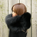 Black Fluffy Snood, Real Fox Fur Collar, Gift for Mother's Day, Oversized Fur Snood, Fur Neck Warmer, Detachable Fur Collar, Real Fur Scarf