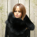 Black Fluffy Snood, Real Fox Fur Collar, Gift for Mother's Day, Oversized Fur Snood, Fur Neck Warmer, Detachable Fur Collar, Real Fur Scarf