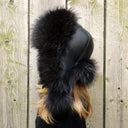 Dark Gray Furry Ushanka Hat, Real Fur Trapper Hat with Ear Flaps, Winter Women Hat, Real & Fur Leather Trapper Hat, Christmas Gift For Wife