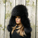 Dark Gray Furry Ushanka Hat, Real Fur Trapper Hat with Ear Flaps, Winter Women Hat, Real Leather Trapper Hat, Anniversary Gift For Wife