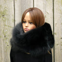 Black Fluffy Snood, Real Fox Fur Collar, Gift for Mother in law, Oversized Fur Snood, Fur Neck Warmer, Detachable Fur Collar, Real Fur Scarf