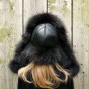 Dark Gray Furry Ushanka Hat, Real Fur Trapper Hat with Ear Flaps, Winter Women Hat, Real & Fur Leather Trapper Hat, Christmas Gift For Wife