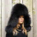 Dark Gray Furry Ushanka Hat, Real Fur Trapper Hat with Ear Flaps, Winter Women Hat, Real & Fur Leather Trapper Hat, Christmas Gift For Wife