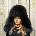 Dark Gray Furry Ushanka Hat, Real Fur Trapper Hat with Ear Flaps, Winter Women Hat, Real & Fur Leather Trapper Hat, Christmas Gift For Wife