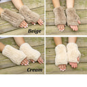 Fur Fingerless Mittens, Fingerless Gloves Women, Real Fur Mittens, Warm Gloves, Holiday Gift, Rabbit Fur Hand Warmers, Mother's Day Gift