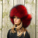 Fluffy Fur Trapper Hat for Women | Raccoon Fur Ear Flap Hat | Oversized Red Winter Hat | Fuzzy Head Warmer | Birthday Gift for Sister