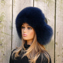 Real Fox Fur Trapper Hat, Dark Blue Fur Winter Hat, Aviator Hat For Her, Warm Fur & Lined Headwear, Hat With Earflaps, Ukrainian Ushanka