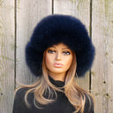 Real Fox Fur Trapper Hat, Dark Blue Fur Winter Hat, Aviator Hat For Her, Warm Fur & Lined Headwear, Hat With Earflaps, Ukrainian Ushanka