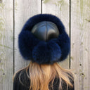 Real Fox Fur Trapper Hat, Dark Blue Fur Winter Hat, Aviator Hat For Her, Warm Fur & Lined Headwear, Hat With Earflaps, Ukrainian Ushanka