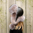 Womens Real Fox Fur Trapper Hat with Ear Flaps, Real Fur Winter Hat, Ladies Ushanka, Black Friday Sale, Christmas Gift Gift for Mom
