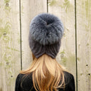 Real Fur Hat with Large Pompom, Ladies Mink Beanie, Gray-Blue Winter Headwear, Black Friday Sale, Christmas Gift for Daughter