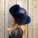 Real Fox Fur Trapper Hat, Dark Blue Fur Winter Hat, Aviator Hat For Her, Warm Fur & Lined Headwear, Hat With Earflaps, Ukrainian Ushanka