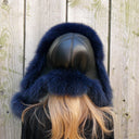 Real Fox Fur Trapper Hat, Dark Blue Fur Winter Hat, Aviator Hat For Her, Warm Fur & Lined Headwear, Hat With Earflaps, Ukrainian Ushanka