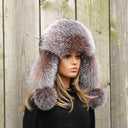 Women's Real Fox Fur Trapper Hat with Ear Flaps, Real Fur Winter Hat, Ladies Ushanka, Premium Fur Winter Hat, Stylish Head Warmer, Mom Gift