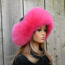 Women's Hot Pink Fox Fur Trapper Hat, Fluffy Winter Ear Flap Hat, Pink Ushanka, Aviator Hat, Gift for Daughter, Fashion Real Fur Winter Hat