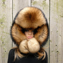 Women's Fur Trapper Hat with Ear Flaps, Winter Furry Hat, Real Fur Head Accessories, Brown Raccoon Fur Hat, Christmas Gift for Wife