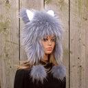 Fursuit Hat with Animal Ears, Knitted Beanie Winter Fur Hat, Raccoon and Fox Fur Hat, Gift for Teenage Daughter, Funny Hat For Sister Gift