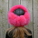 Women's Hot Pink Fox Fur Trapper Hat, Fluffy Winter Ear Flap Hat, Pink Ushanka, Aviator Hat, Gift for Daughter, Fashion Real Fur Winter Hat