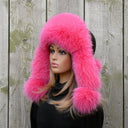 Hot Pink Fox Fur Trapper Hat, Fluffy Winter Ear Flap Hat, Pink Ushanka, Aviator Hat, Gift for Daughter, Real Fur Winter Hat, Christmas Gift
