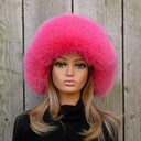 Women's Hot Pink Fox Fur Trapper Hat, Fluffy Winter Ear Flap Hat, Pink Ushanka, Aviator Hat, Gift for Daughter, Fashion Real Fur Winter Hat