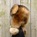 Women's Fur Trapper Hat with Ear Flaps, Winter Furry Hat, Real Fur Head Accessories, Brown Raccoon Fur Hat, Christmas Gift for Wife
