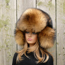 Women's Fur Trapper Hat with Ear Flaps, Winter Furry Hat, Real Fur Head Accessories, Brown Raccoon Fur Hat, Christmas Gift for Wife