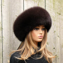 Fox Fur Hat For Women, Winter Hat, Brown Leather Headwear, Warm Fuzzy Hat, Winter Fashion, Fur Headwarmer, Dark Mocha Fur Color, Moms Gift