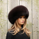 Fox Fur Hat For Women, Winter Hat, Brown Leather Headwear, Warm Fuzzy Hat, Winter Fashion, Fur Headwarmer, Dark Mocha Fur Color, Moms Gift
