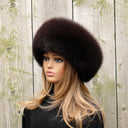 Fox Fur Hat For Women, Winter Hat, Brown Leather Headwear, Warm Fuzzy Hat, Winter Fashion, Fur Headwarmer, Dark Mocha Fur Color, Moms Gift