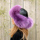 Women's Winter Real Fur Hat, Fluffy Winter Hat, Ear Flap Fur Aviator Hat, Lilac Color Fur Bomber Hat, Arctic Fox Fur, Gift for Her