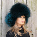 Dark Green Furry Trapper Hat For Her, Fuzzy Earflap Hat, Emerald Women's Winter Hat, Raccoon Fur & Leather Bomber Hat, Fluffy Aviator Hat