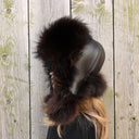 Premium Raccoon Fur Trapper Hat in Brown, Warm Winter Hat For Her, Women's Bomber Hat, Fluffy Aviator Hat, Leather Ushanka, Gift For Mom
