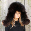 Premium Raccoon Fur Trapper Hat in Brown, Warm Winter Hat For Her, Women's Bomber Hat, Fluffy Aviator Hat, Leather Ushanka, Gift For Mom