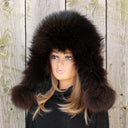 Premium Raccoon Fur Trapper Hat in Brown, Warm Winter Hat For Her, Women's Bomber Hat, Fluffy Aviator Hat, Leather Ushanka, Gift For Mom
