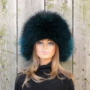 Dark Green Furry Trapper Hat For Her, Fuzzy Earflap Hat, Emerald Women's Winter Hat, Raccoon Fur & Leather Bomber Hat, Fluffy Aviator Hat