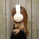 Real Rex Rabbit Fur Earmuffs, Cream Fur Earmuffs, Winter Accessories, Fluffy Earmuffs With Full Fur Headband, Cozy Ear Muffs, Teen Girl Gift
