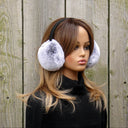 Fashion Rabbit Fur Earmuffs, Silver Earmuffs, Fluffy Winter Ear Warmers, Stylish Fur Accessory, Winter Real Fur Earmuffs, Teen Daughter Gift