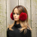 Fashion Rabbit Fur Earmuffs, Red Earmuffs, Fluffy Winter Ear Warmers, Stylish Fur Accessory, Winter Real Fur Earmuffs, Teen Daughter Gift