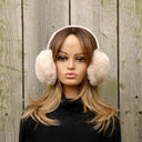 Fashion Rabbit Fur Earmuffs, Cream Earmuffs, Fluffy Winter Ear Warmers, Stylish Fur Accessory, Winter Real Fur Earmuffs, Teen Daughter Gift