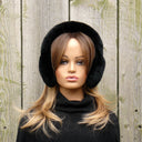 Real Rex Rabbit Fur Earmuffs, Black Fur Earmuffs, Winter Accessories, Fluffy Earmuffs With Full Fur Headband, Cozy Ear Muffs, Teen Girl Gift