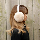 Fashion Rabbit Fur Earmuffs, Cream Earmuffs, Fluffy Winter Ear Warmers, Stylish Fur Accessory, Winter Real Fur Earmuffs, Teen Daughter Gift